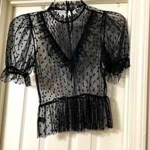 Sheer black lace top